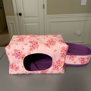 Pink Floral Quilted Diaper/Wipe Pouch with Purple Interior
